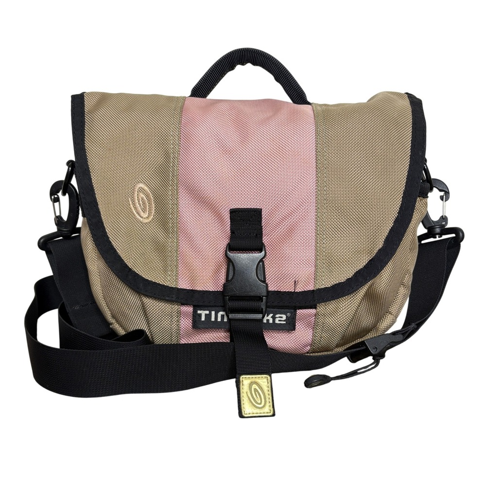 Timbuk2 Small Messenger Bag Y2K Tan Pink Colorblock Crossbody Ballistic Nylon